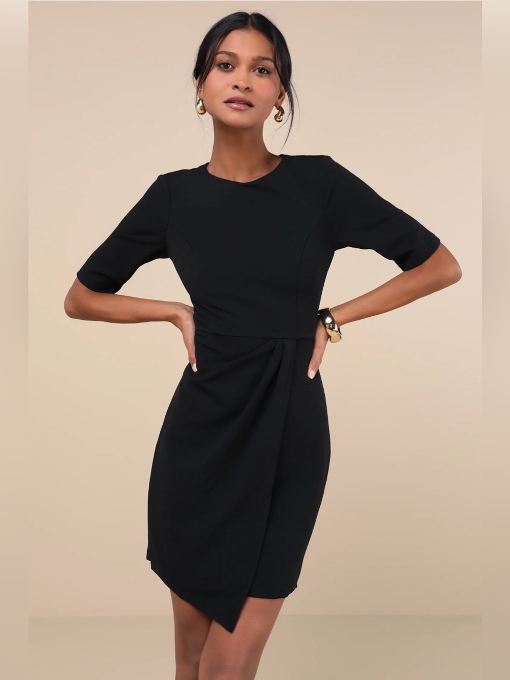 Lulus Westwood Black Half Sleeve Sheath Dress